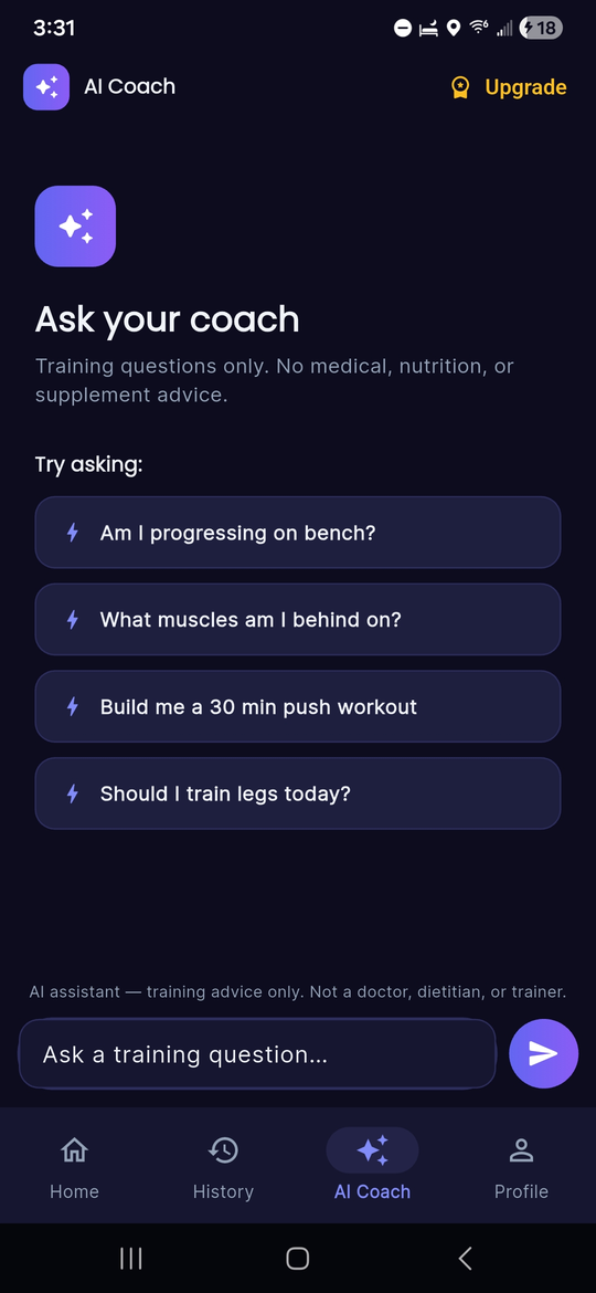 Quick Start workout builder