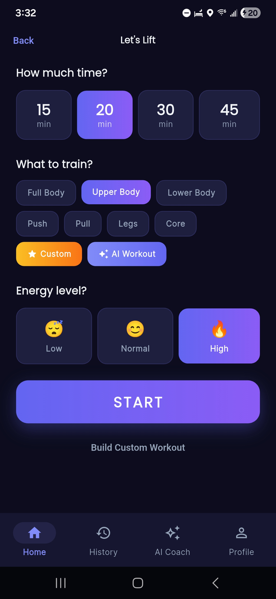 Active workout logging